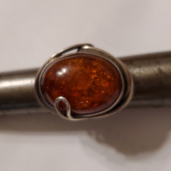 Sterling Amber Ring - Picture 2 of 5